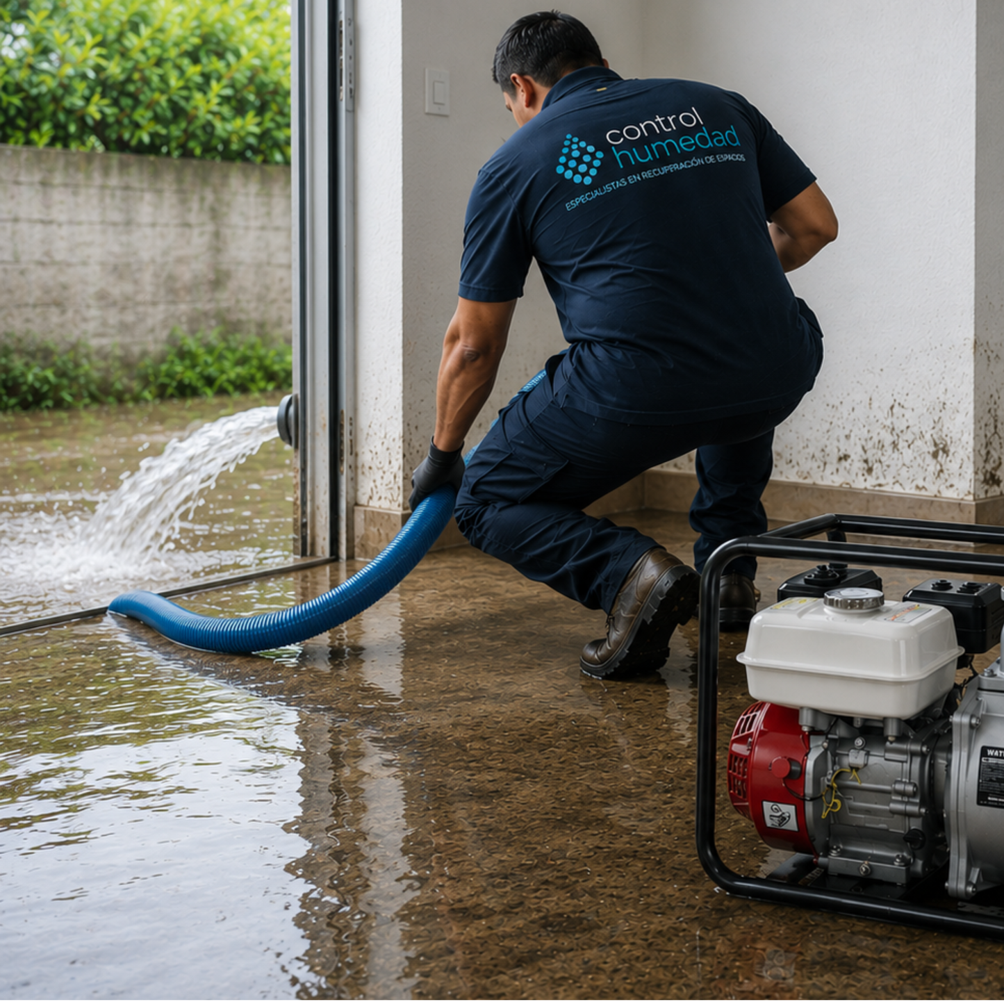 Extracción de agua con motobomba